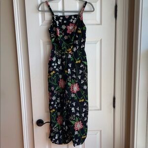 Old Navy Black Floral Cropped Jumpsuit Women’s XS